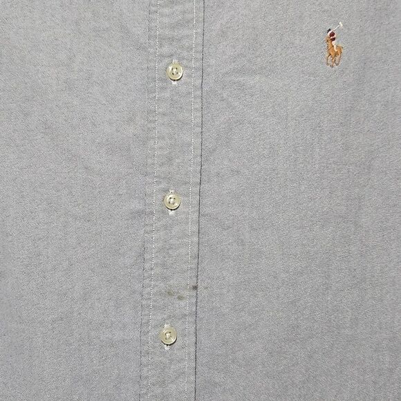 Ralph Lauren Long Sleeve Button Front Collared Shirt Light Gray Men's XL - Picture 3 of 10